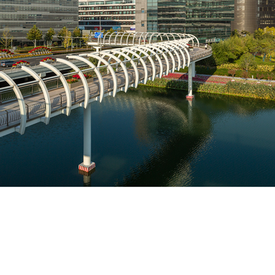 上海,步廊,走廊,钢架结构,过街桥,河渠,过街天桥,商务区,桥梁,国家会展中心,虹桥商务区,横图